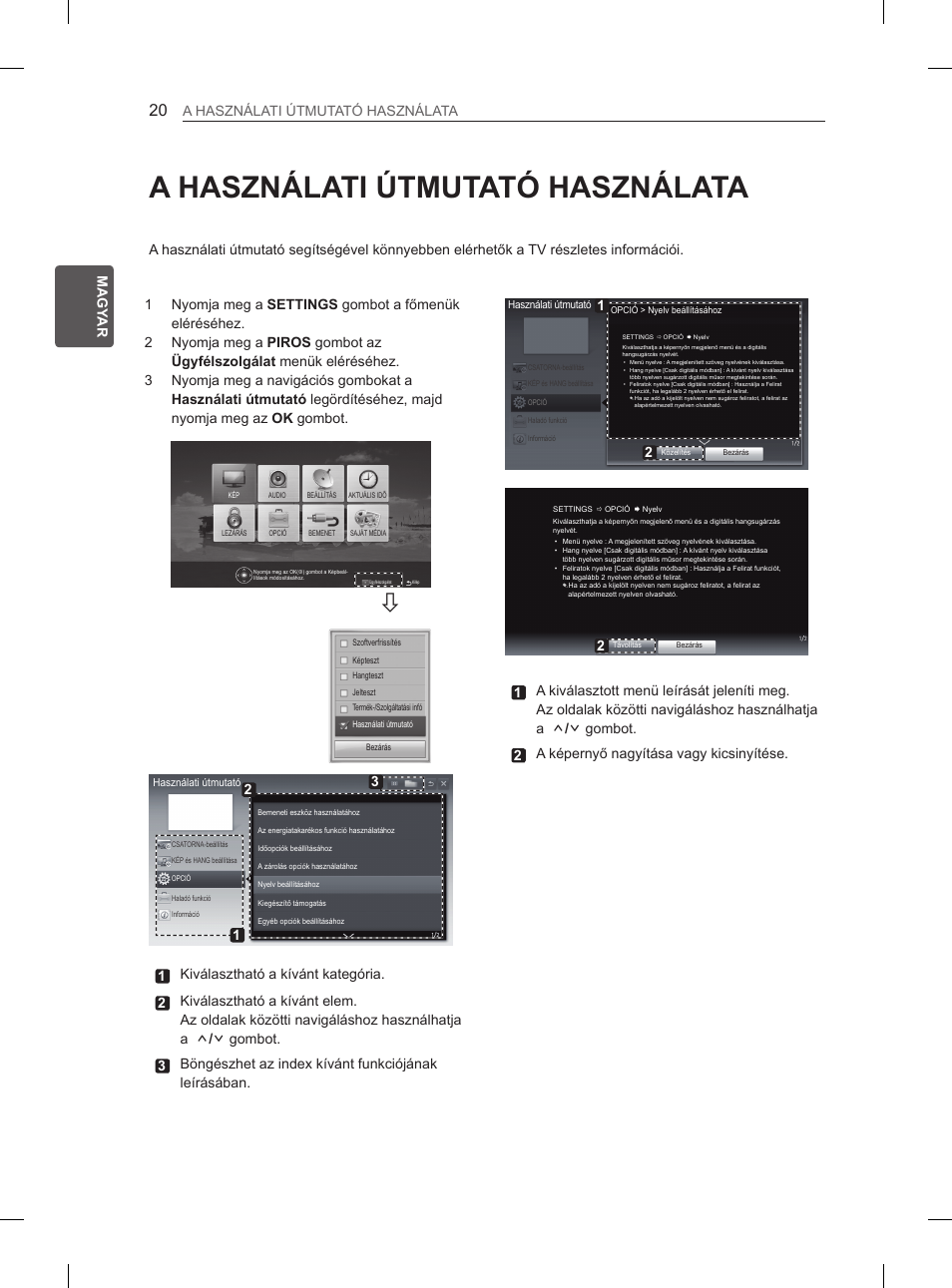 A használati útmutató használata, Hun magy ar a használati útmutató használata | LG 42LS3400 User Manual | Page 50 / 397