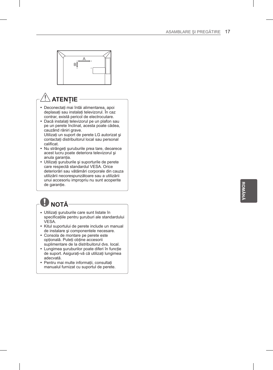 Atenţie, Notă | LG 29LN460R User Manual | Page 134 / 415