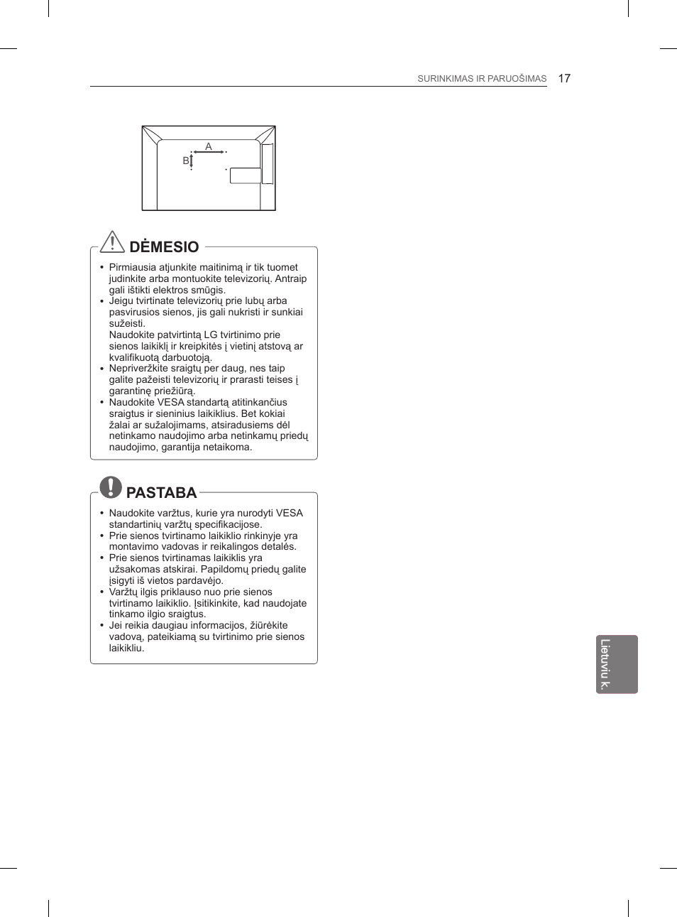 Dėmesio, Pastaba | LG 29LN460R User Manual | Page 200 / 415