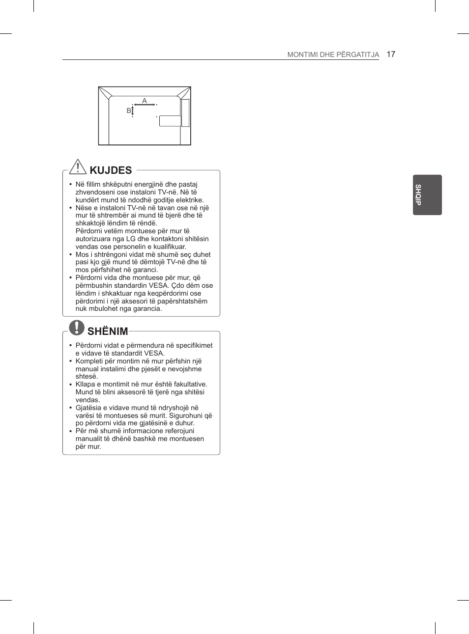 Kujdes, Shënim | LG 29LN460R User Manual | Page 288 / 415