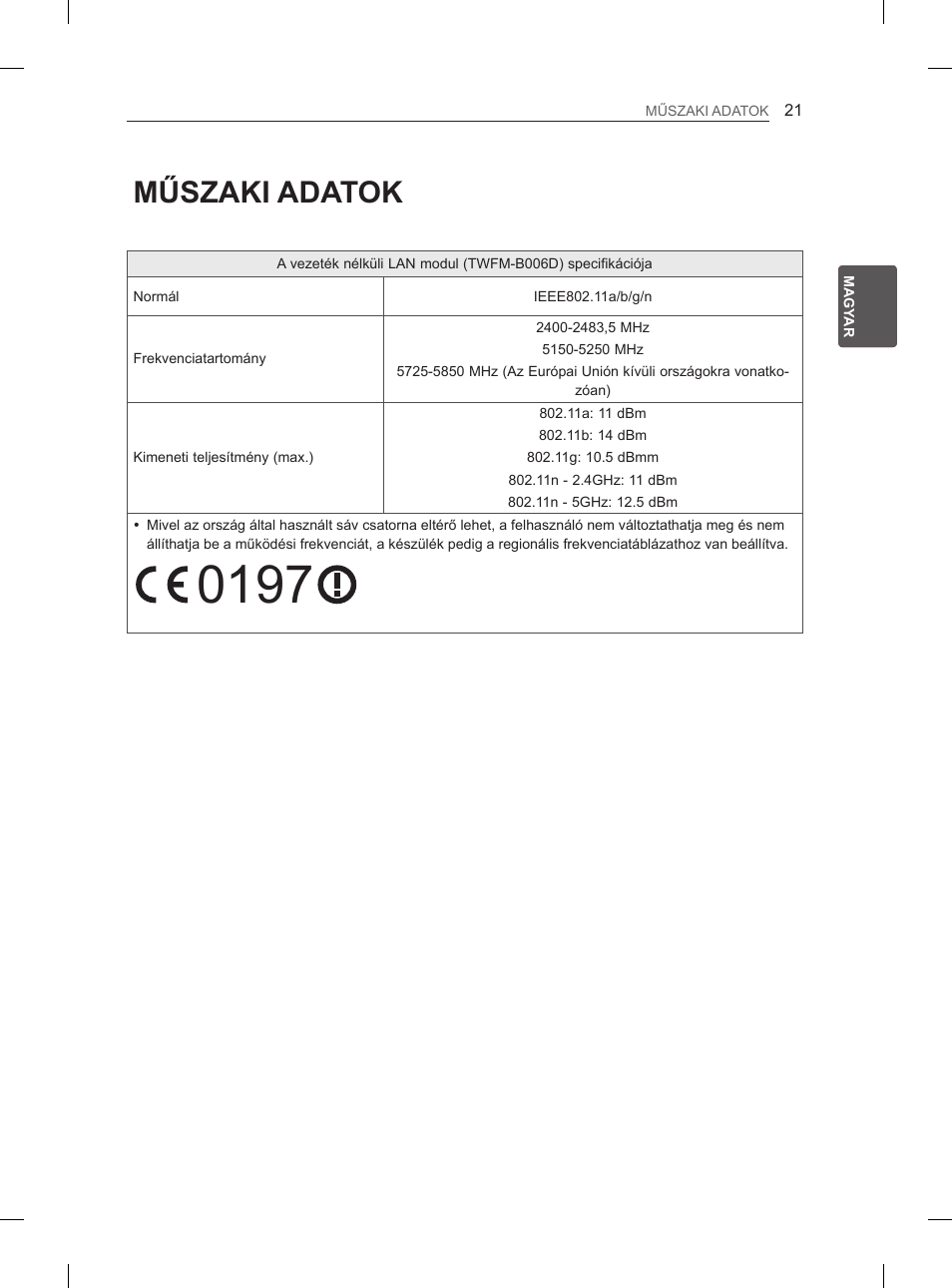 Műszaki adatok | LG 29LN460R User Manual | Page 50 / 415