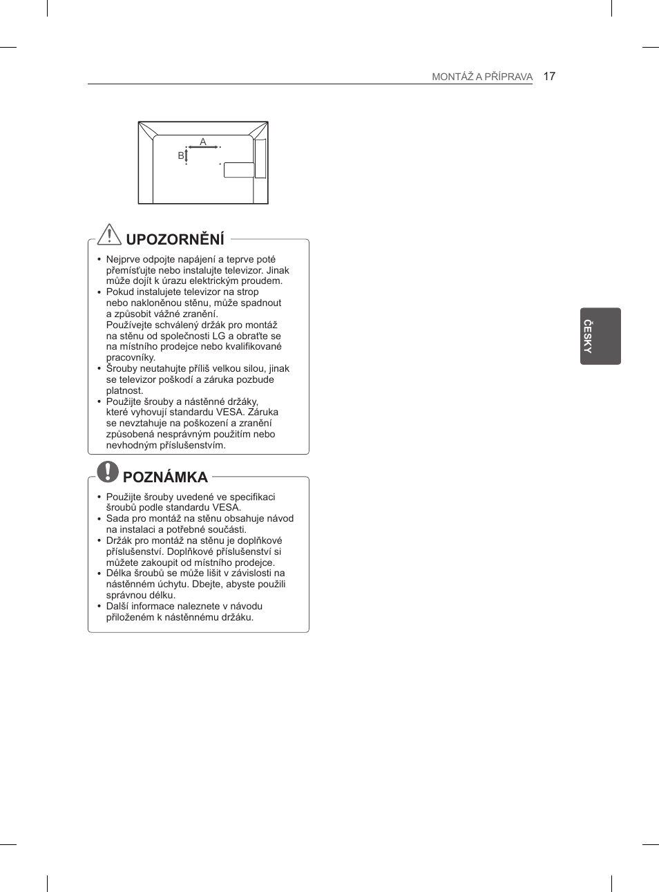 Upozornění, Poznámka | LG 29LN460R User Manual | Page 90 / 415