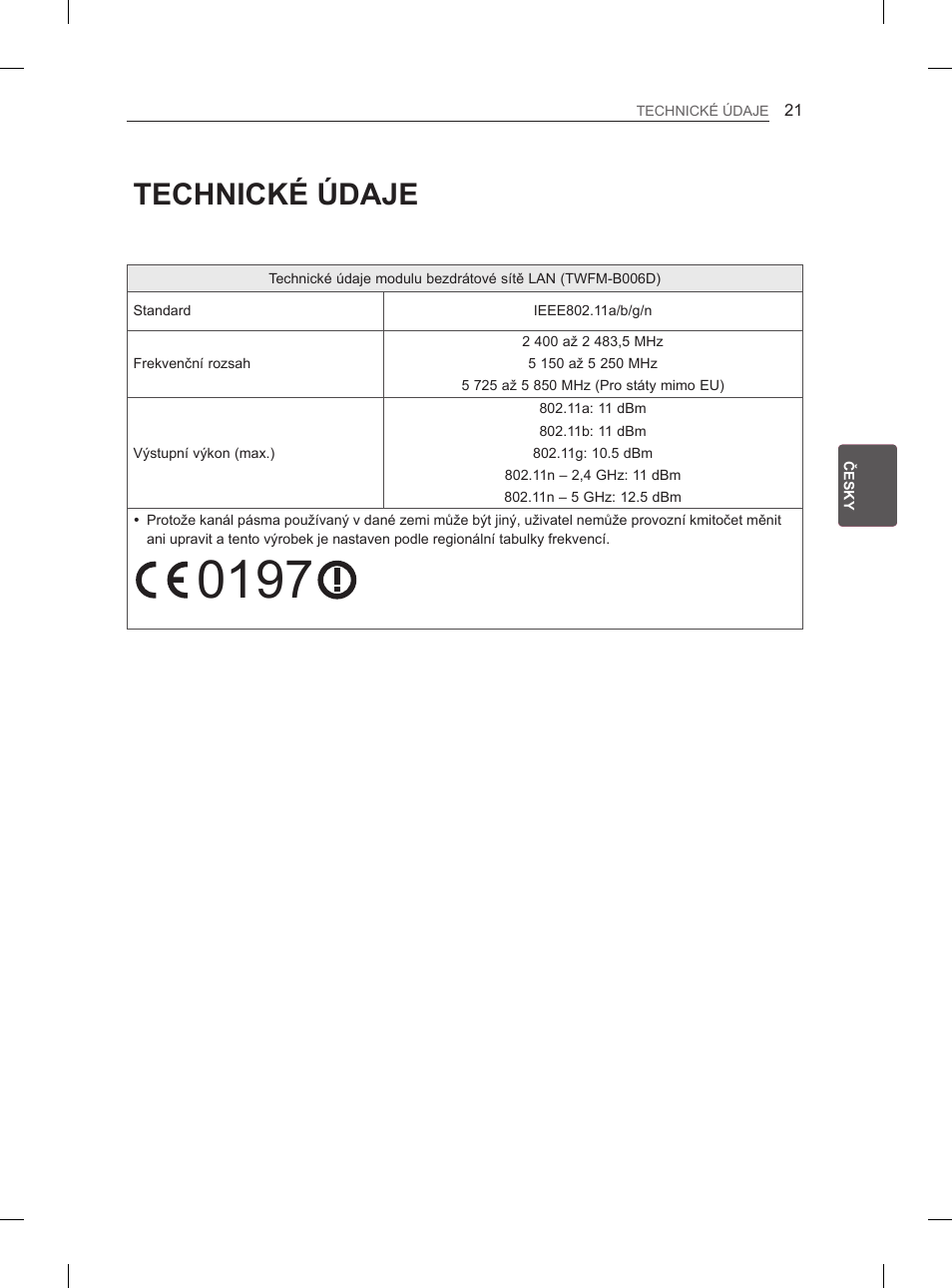 Technické údaje | LG 29LN460R User Manual | Page 94 / 415