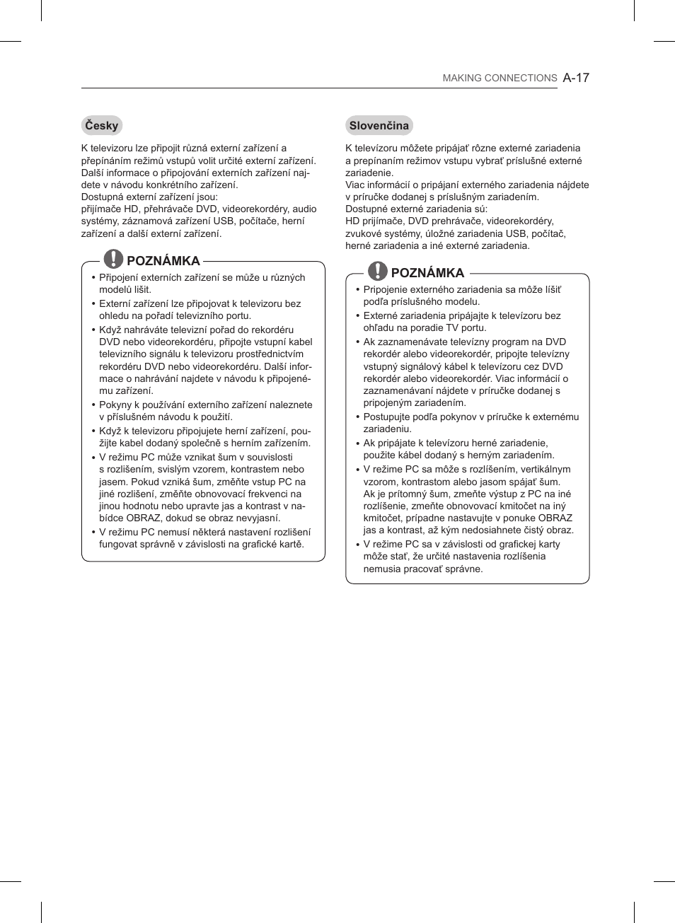 A-17, Poznámka | LG 47LB561V User Manual | Page 17 / 480