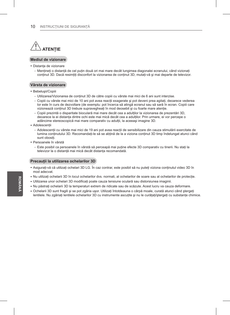 Atenţie | LG 47LB561V User Manual | Page 174 / 480
