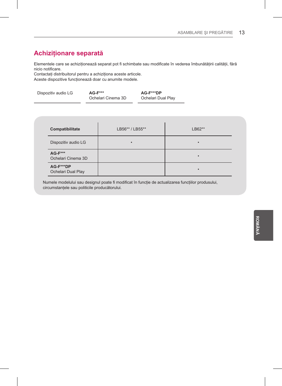 Achiziţionare separată | LG 47LB561V User Manual | Page 177 / 480