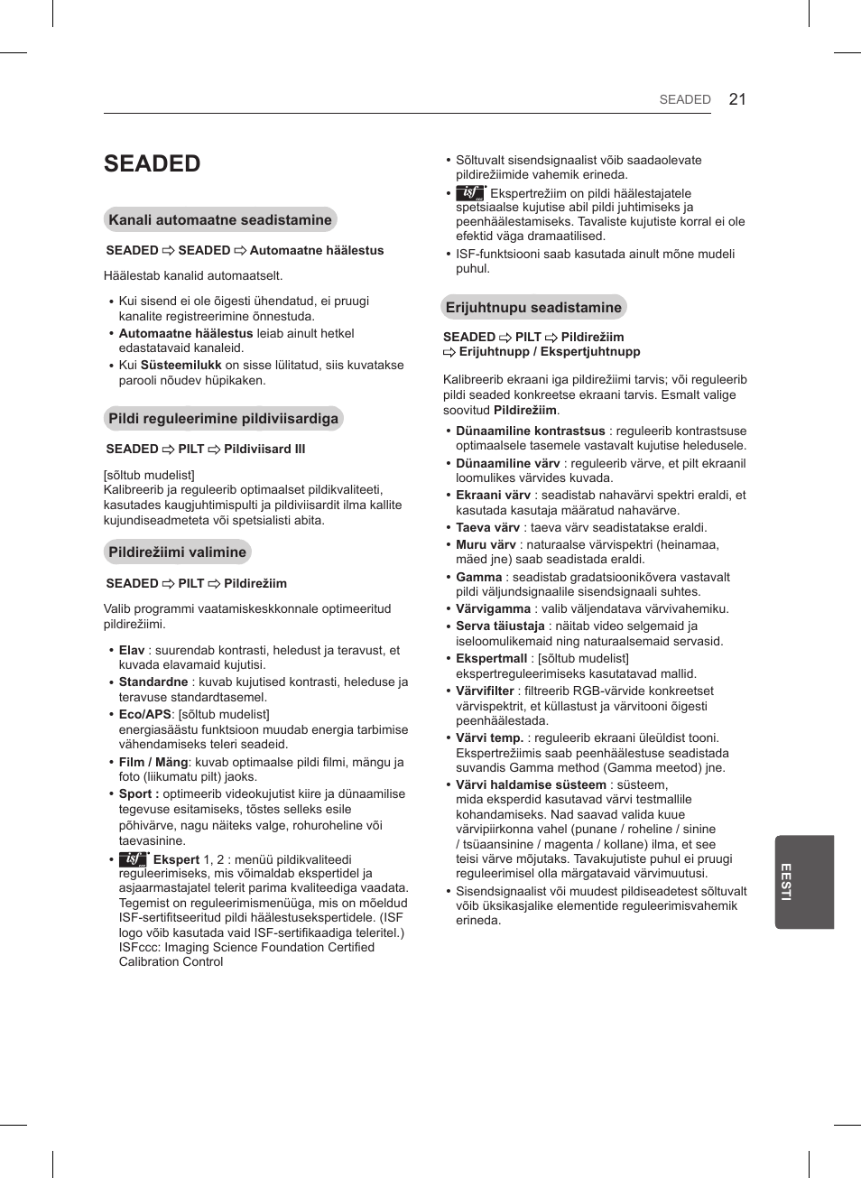 Seaded | LG 47LB561V User Manual | Page 241 / 480