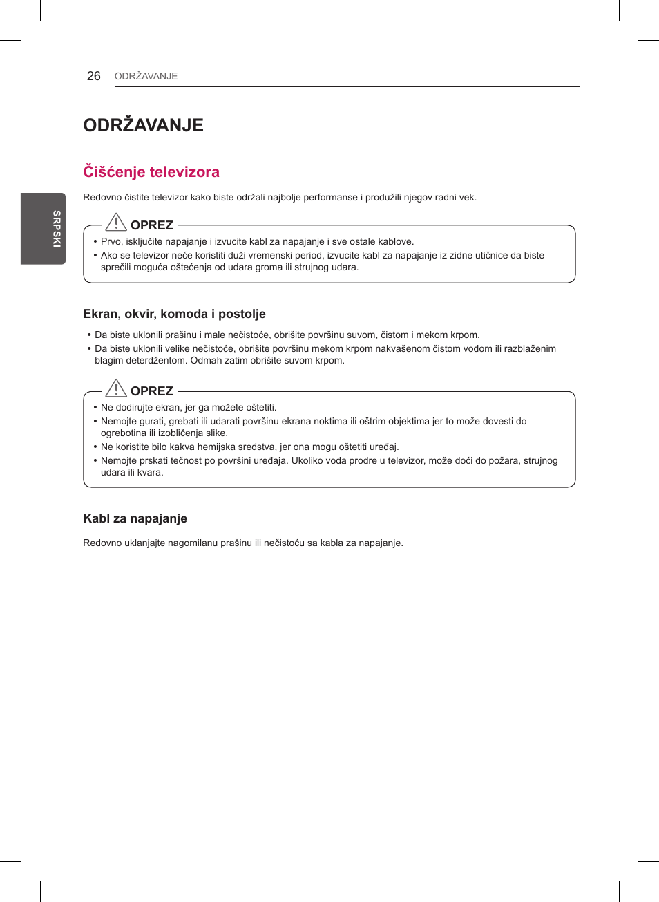 Održavanje, Čišćenje televizora | LG 47LB561V User Manual | Page 330 / 480