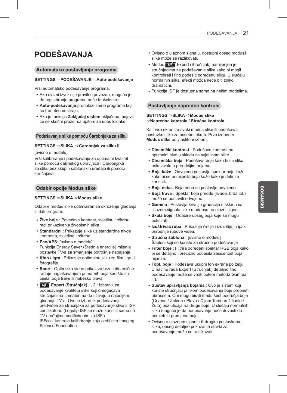 Podešavanja | LG 47LB561V User Manual | Page 409 / 480