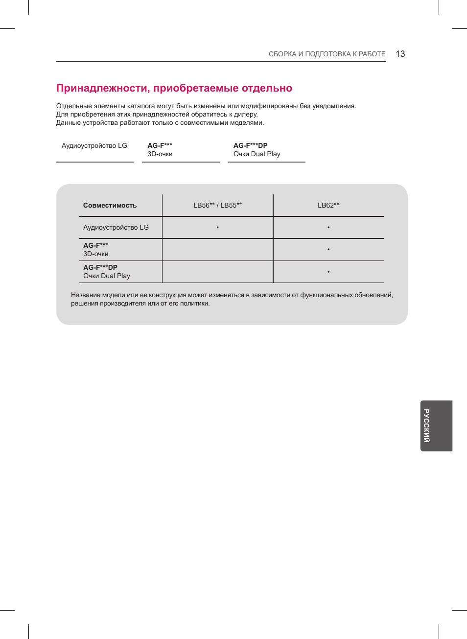 Принадлежности, приобретаемые отдельно | LG 47LB561V User Manual | Page 457 / 480
