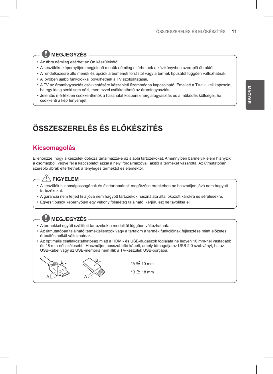 Összeszerelés és előkészítés, Kicsomagolás | LG 47LB561V User Manual | Page 63 / 480