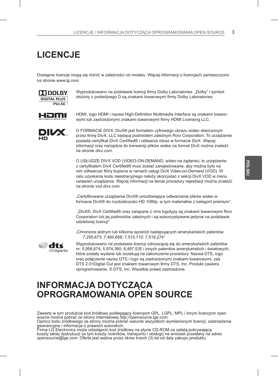 Licencje, Informacja dotycząca oprogramowania open source | LG 50PM680S User Manual | Page 114 / 243