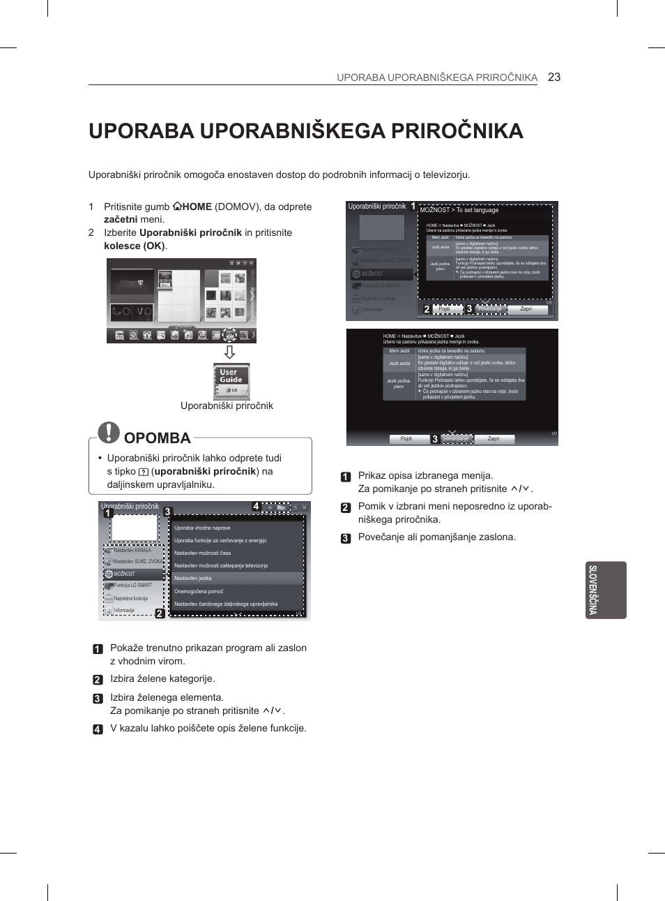 Uporaba uporabniškega priročnika, Opomba, Uporabniški priročnik | LG 50PM680S User Manual | Page 212 / 243