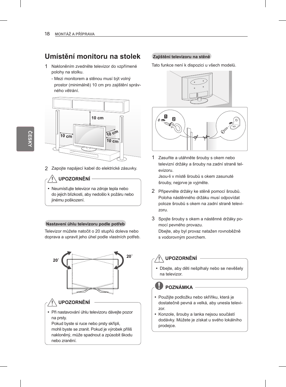 Umístění monitoru na stolek | LG 47LM960V User Manual | Page 108 / 488