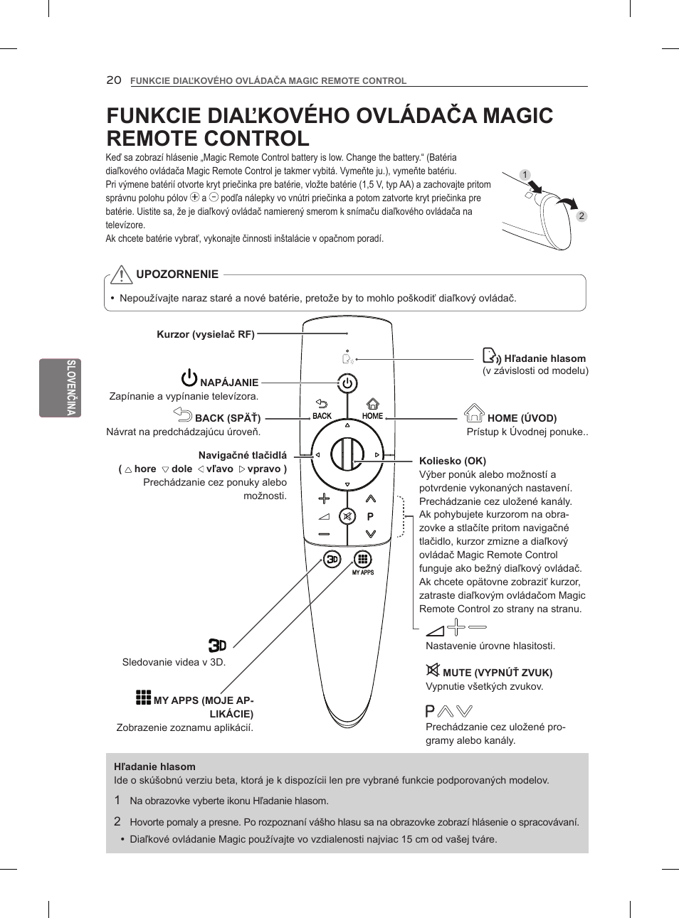 Funkcie diaľkového ovládača magic remote control | LG 47LM960V User Manual | Page 136 / 488