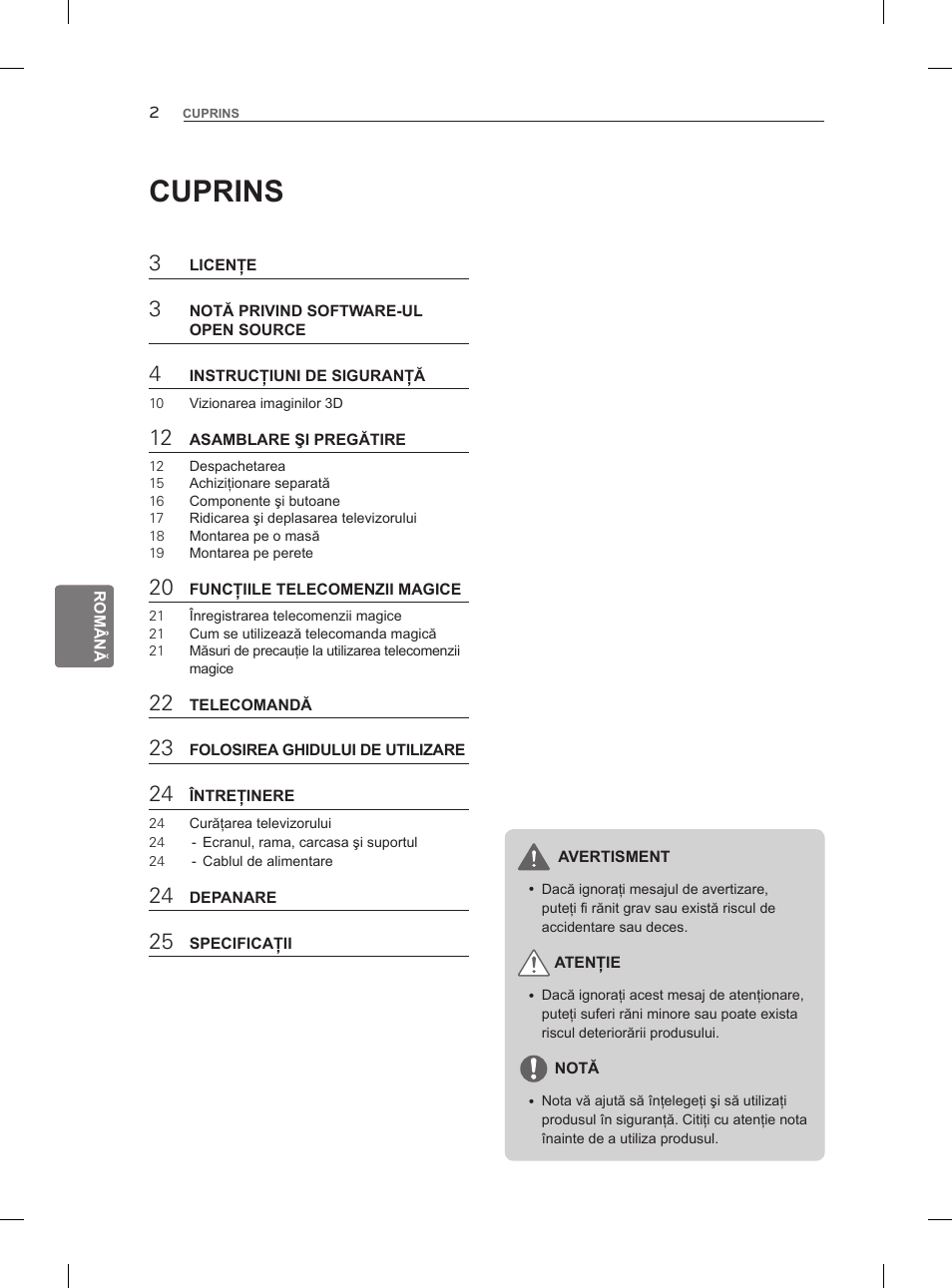 Cuprins | LG 47LM960V User Manual | Page 144 / 488