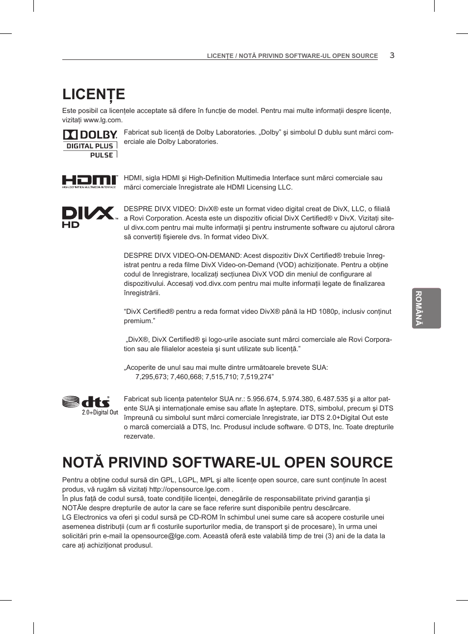 Licenţe, Notă privind software-ul open source | LG 47LM960V User Manual | Page 145 / 488