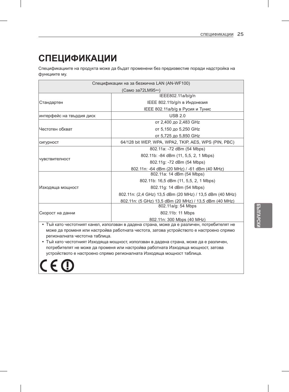 Спецификации | LG 47LM960V User Manual | Page 193 / 488