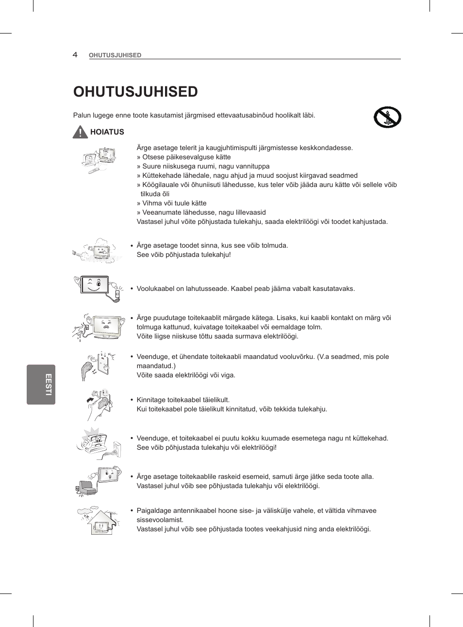 Ohutusjuhised | LG 47LM960V User Manual | Page 198 / 488