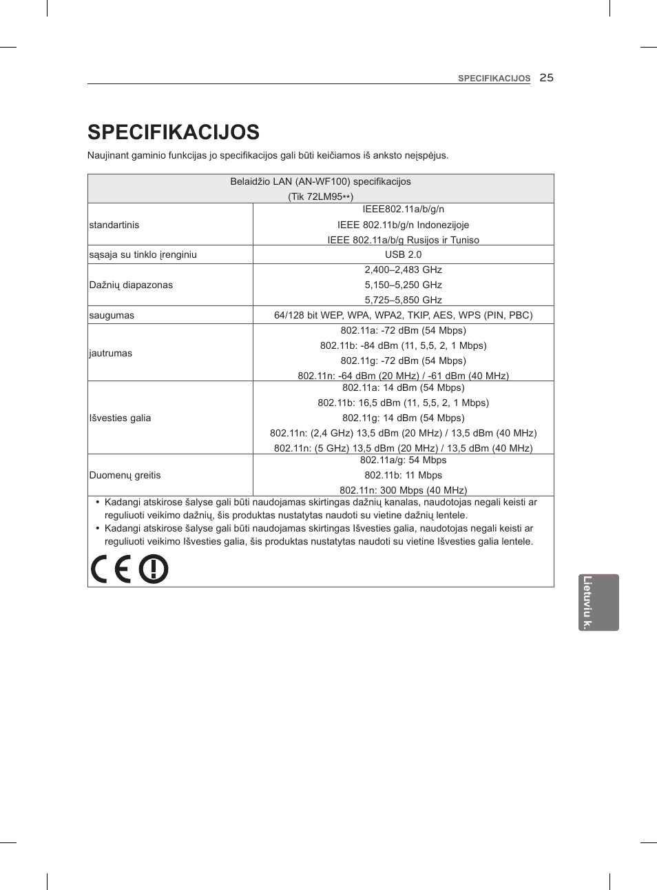 Specifikacijos | LG 47LM960V User Manual | Page 245 / 488