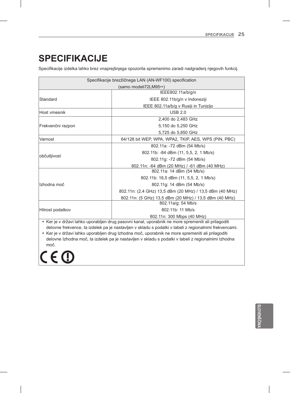 Specifikacije | LG 47LM960V User Manual | Page 297 / 488