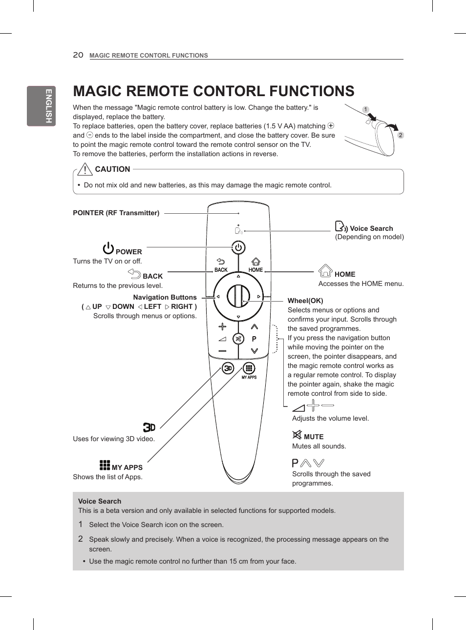 Magic remote contorl functions | LG 47LM960V User Manual | Page 32 / 488