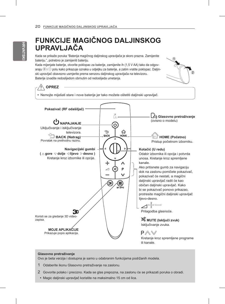 Funkcije magičnog daljinskog upravljača | LG 47LM960V User Manual | Page 344 / 488