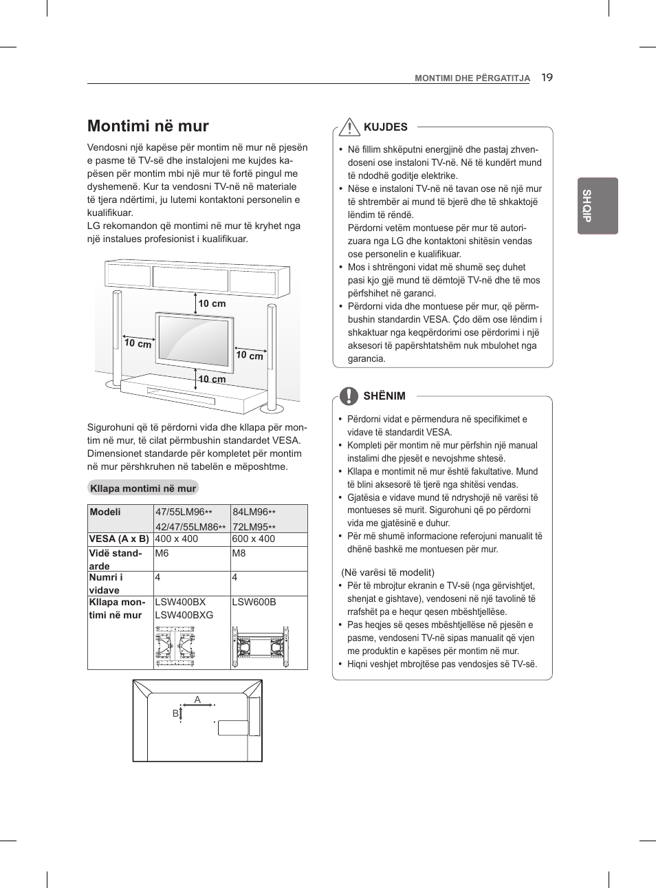 Montimi në mur | LG 47LM960V User Manual | Page 369 / 488