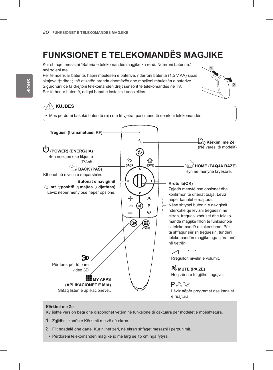 Funksionet e telekomandës magjike | LG 47LM960V User Manual | Page 370 / 488