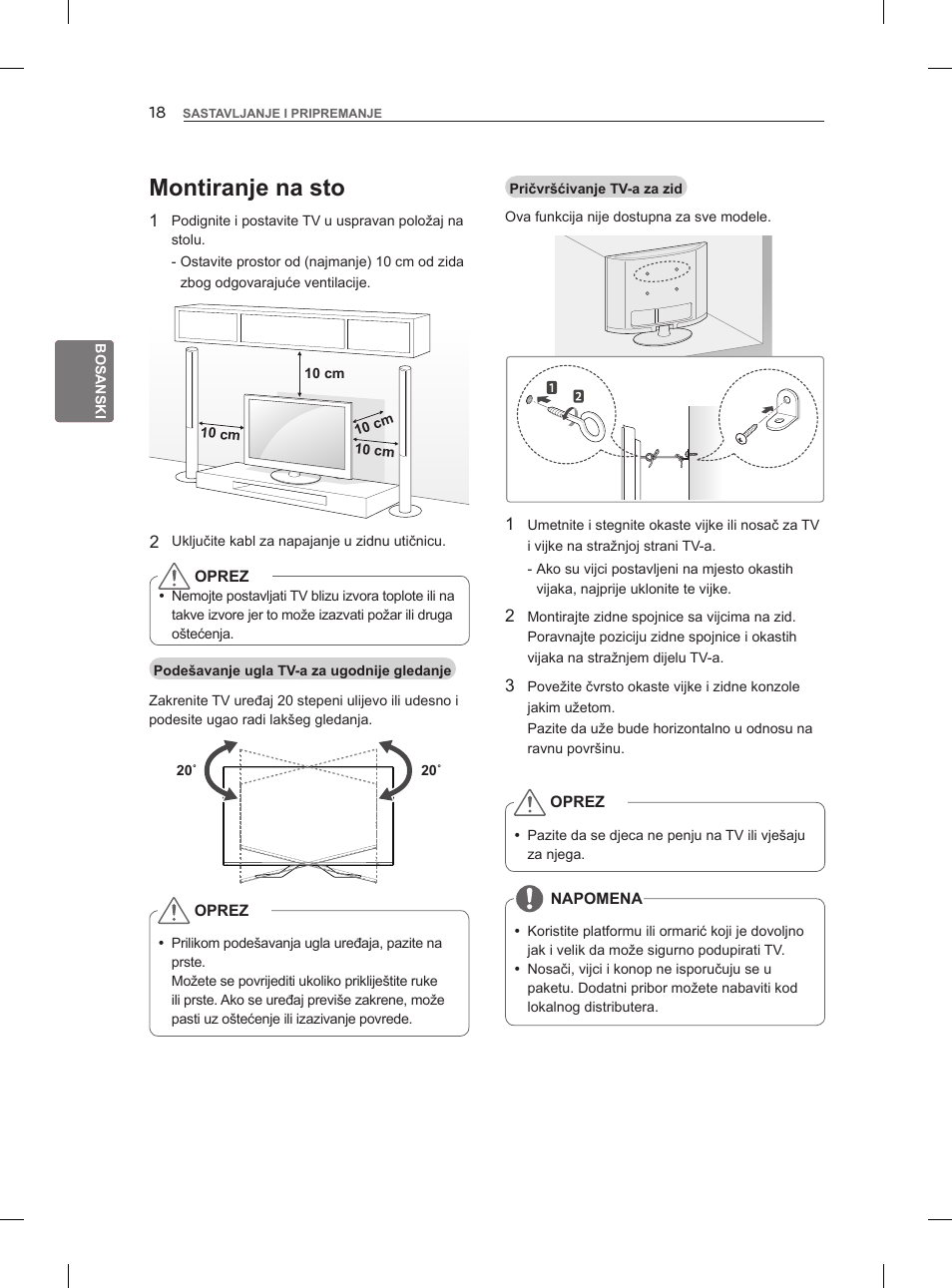 Montiranje na sto | LG 47LM960V User Manual | Page 394 / 488