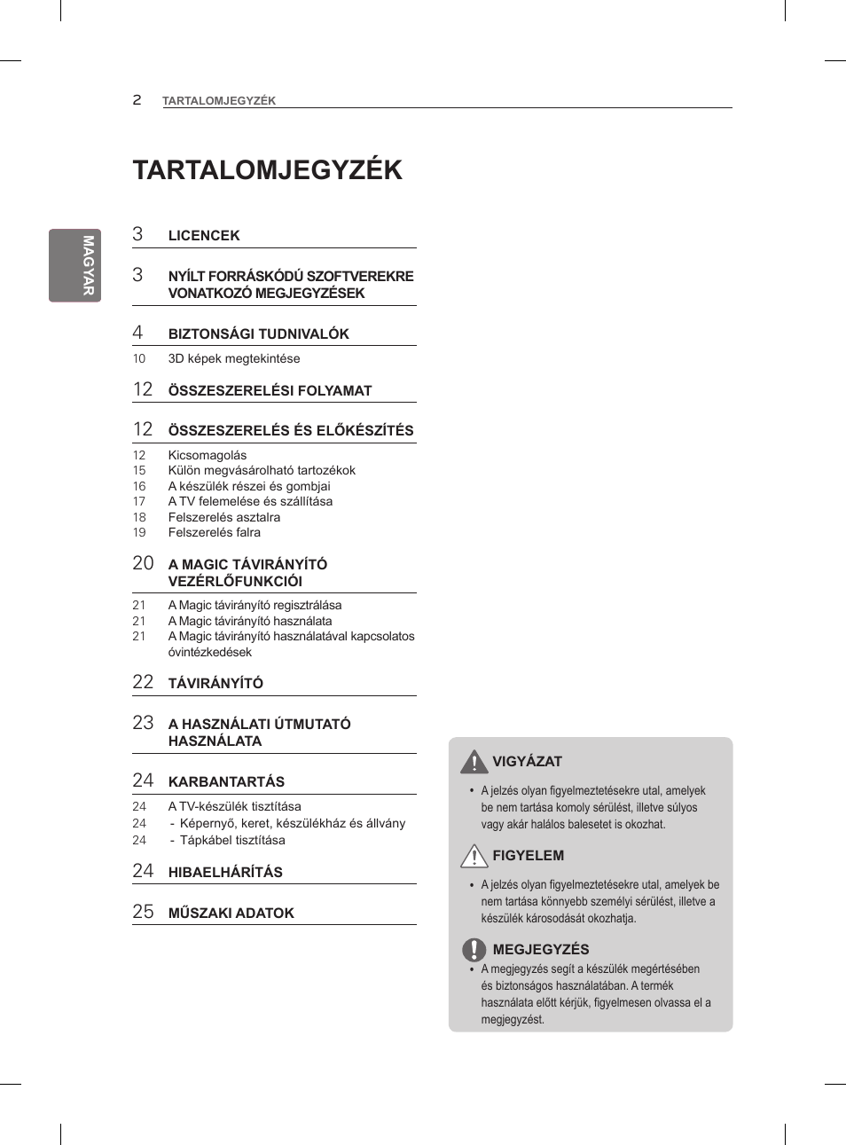 Tartalomjegyzék | LG 47LM960V User Manual | Page 40 / 488