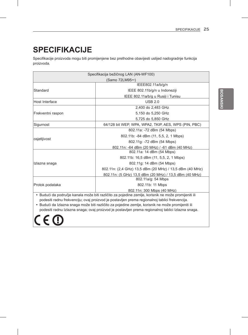 Specifikacije | LG 47LM960V User Manual | Page 401 / 488