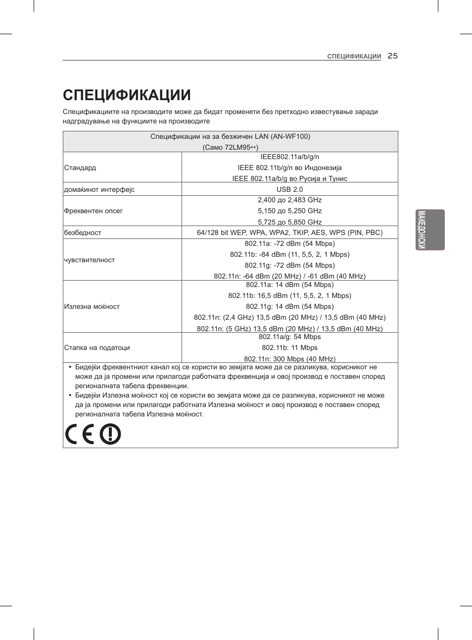 Спецификации | LG 47LM960V User Manual | Page 427 / 488