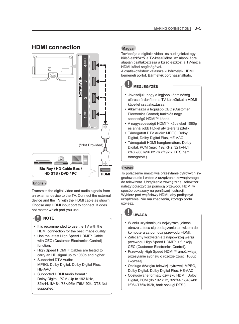 Hdmi connection | LG 47LM960V User Manual | Page 433 / 488