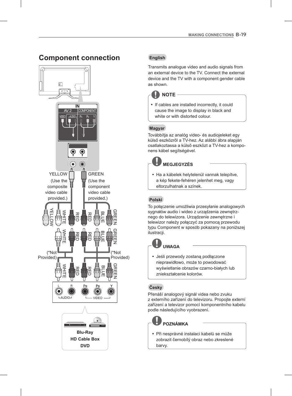 Component connection, B-19 | LG 47LM960V User Manual | Page 447 / 488