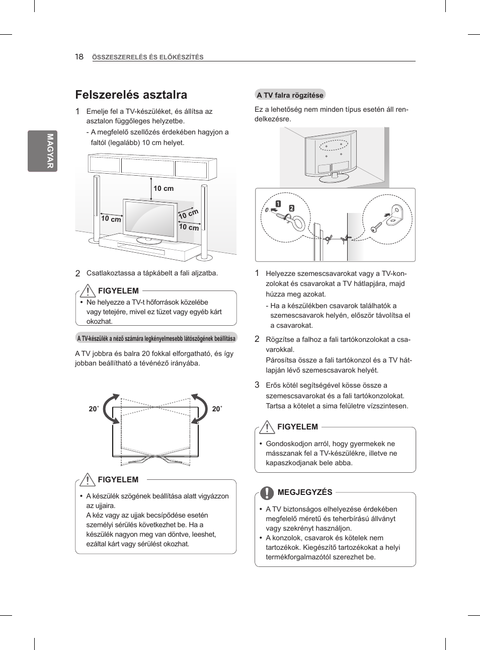 Felszerelés asztalra | LG 47LM960V User Manual | Page 56 / 488
