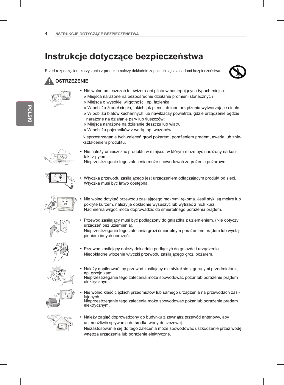 Instrukcje dotyczące bezpieczeństwa | LG 47LM960V User Manual | Page 68 / 488