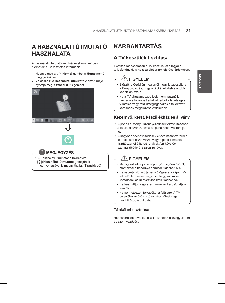 A használati útmutató használata, Karbantartás, A tv-készülék tisztítása | LG 84UB980V User Manual | Page 121 / 332