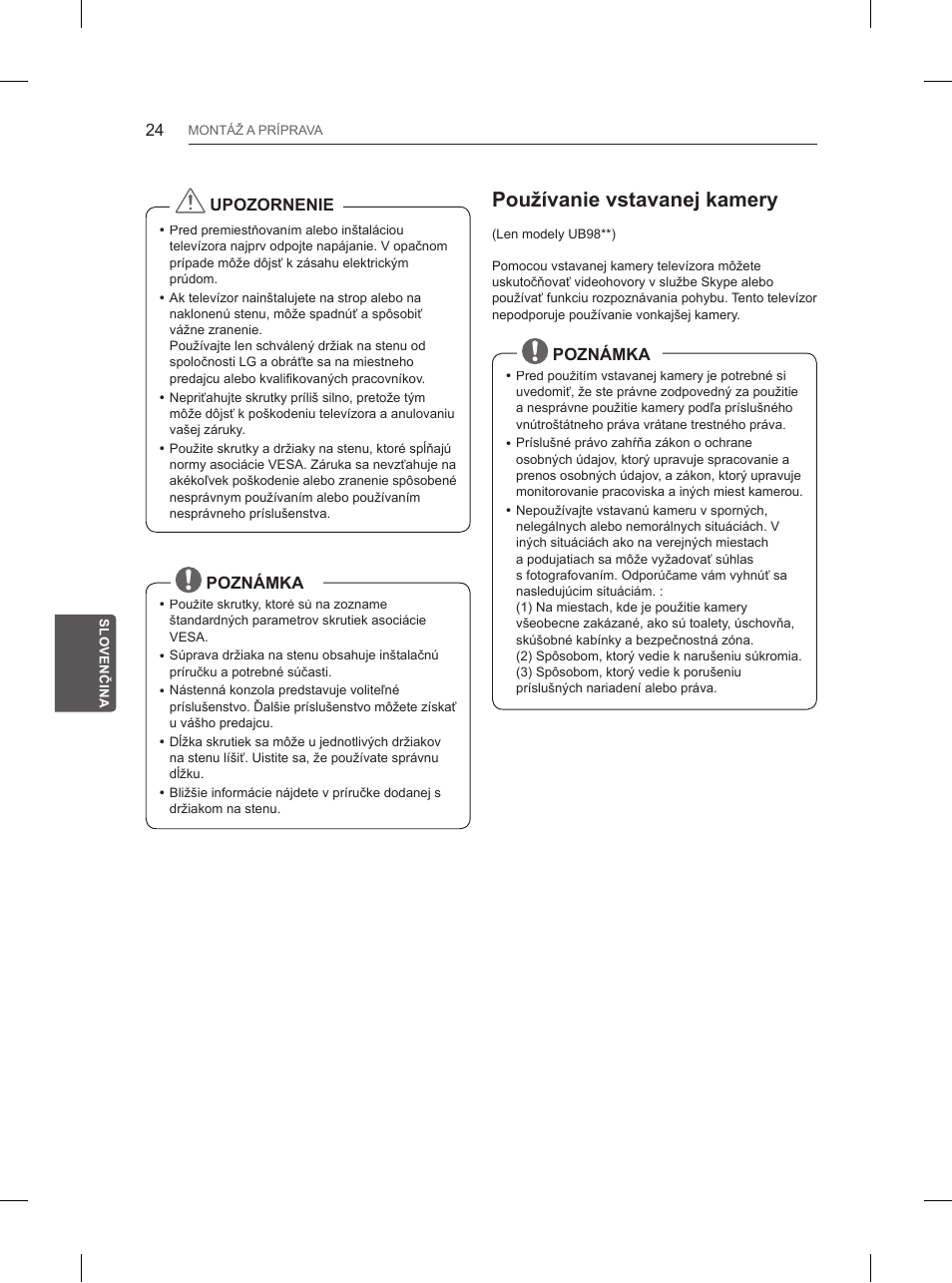 Používanie vstavanej kamery | LG 84UB980V User Manual | Page 216 / 332