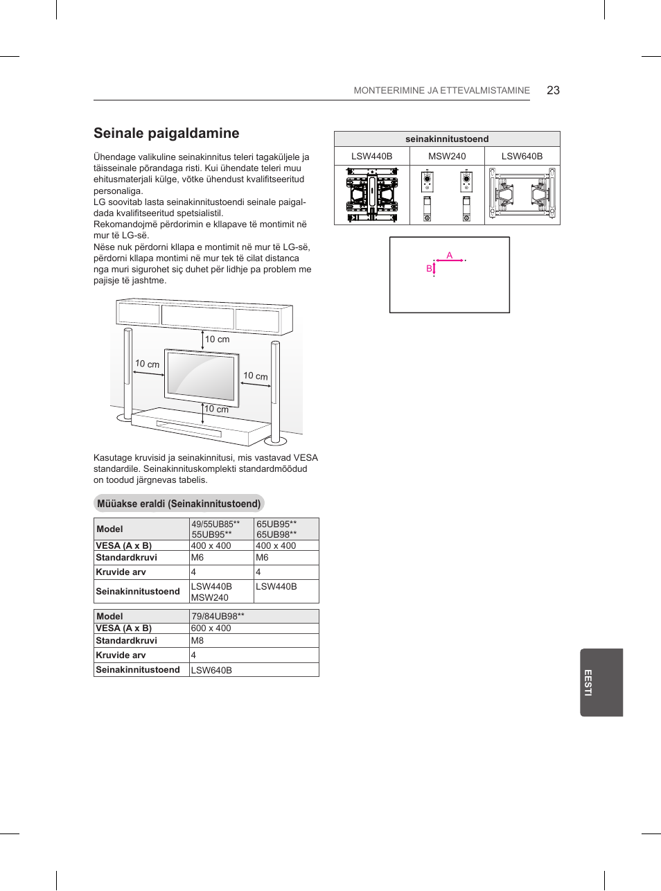 Seinale paigaldamine | LG 84UB980V User Manual | Page 317 / 332