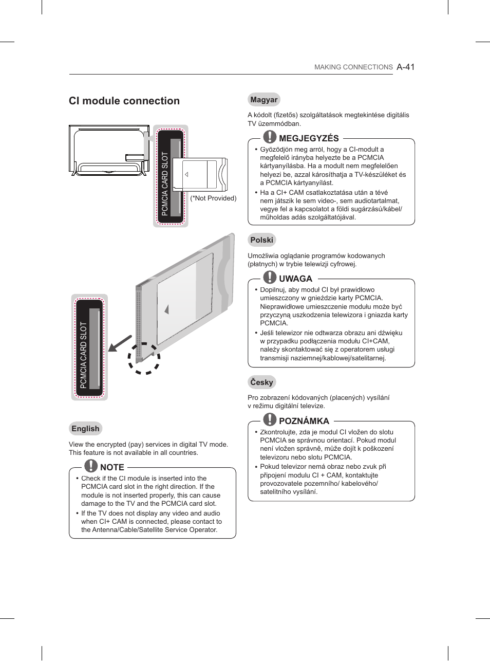 Ci module connection | LG 84UB980V User Manual | Page 41 / 332