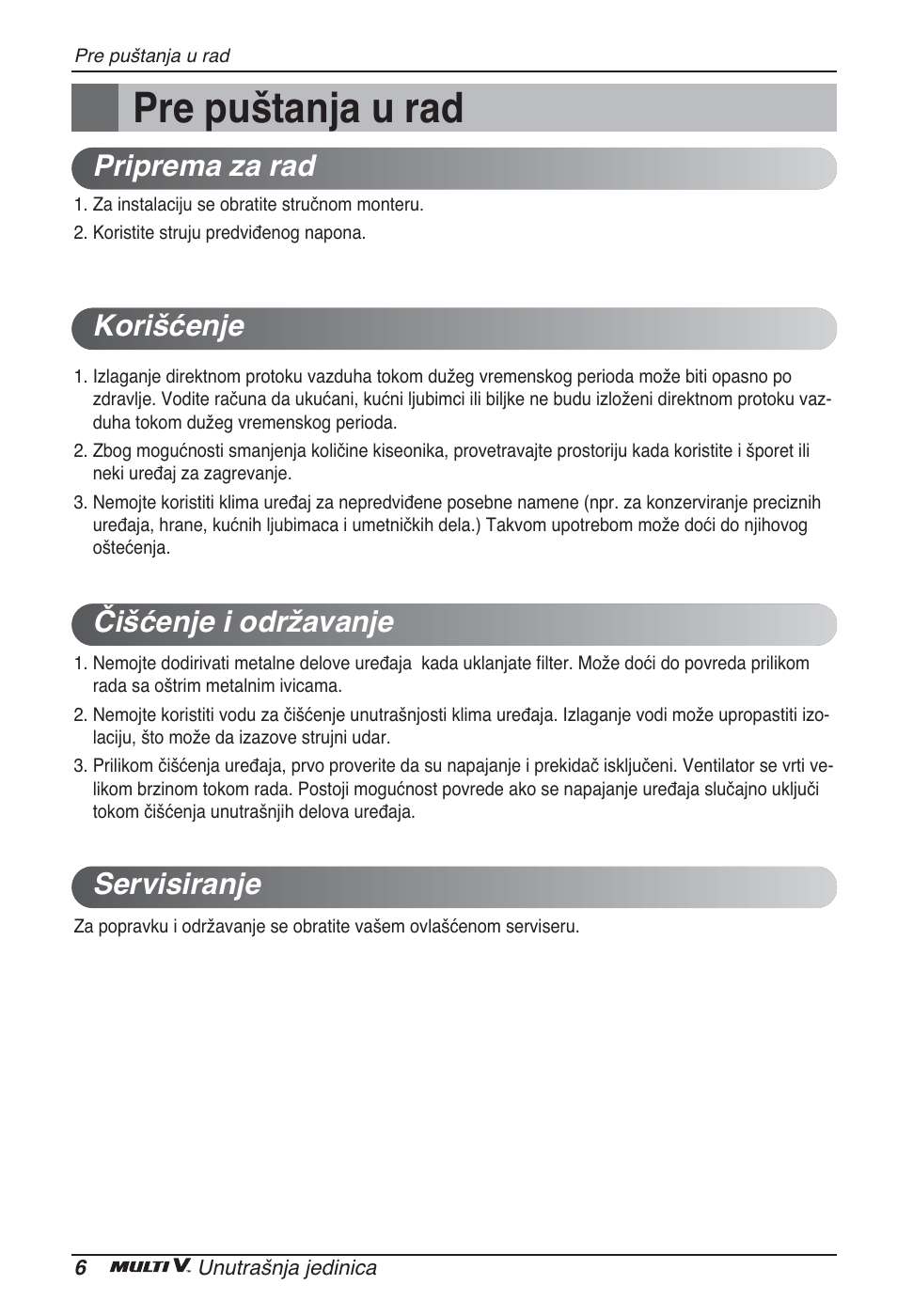 Pre puštanja u rad | LG ARNU48GTMC2 User Manual | Page 162 / 229