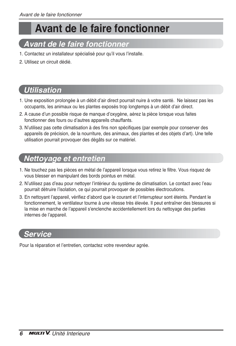 Avant de le faire fonctionner | LG ARNU48GTMC2 User Manual | Page 42 / 229