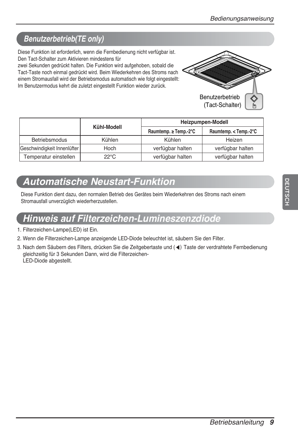 Benutzerbetrieb(te only) | LG ARNU48GTMC2 User Manual | Page 57 / 229