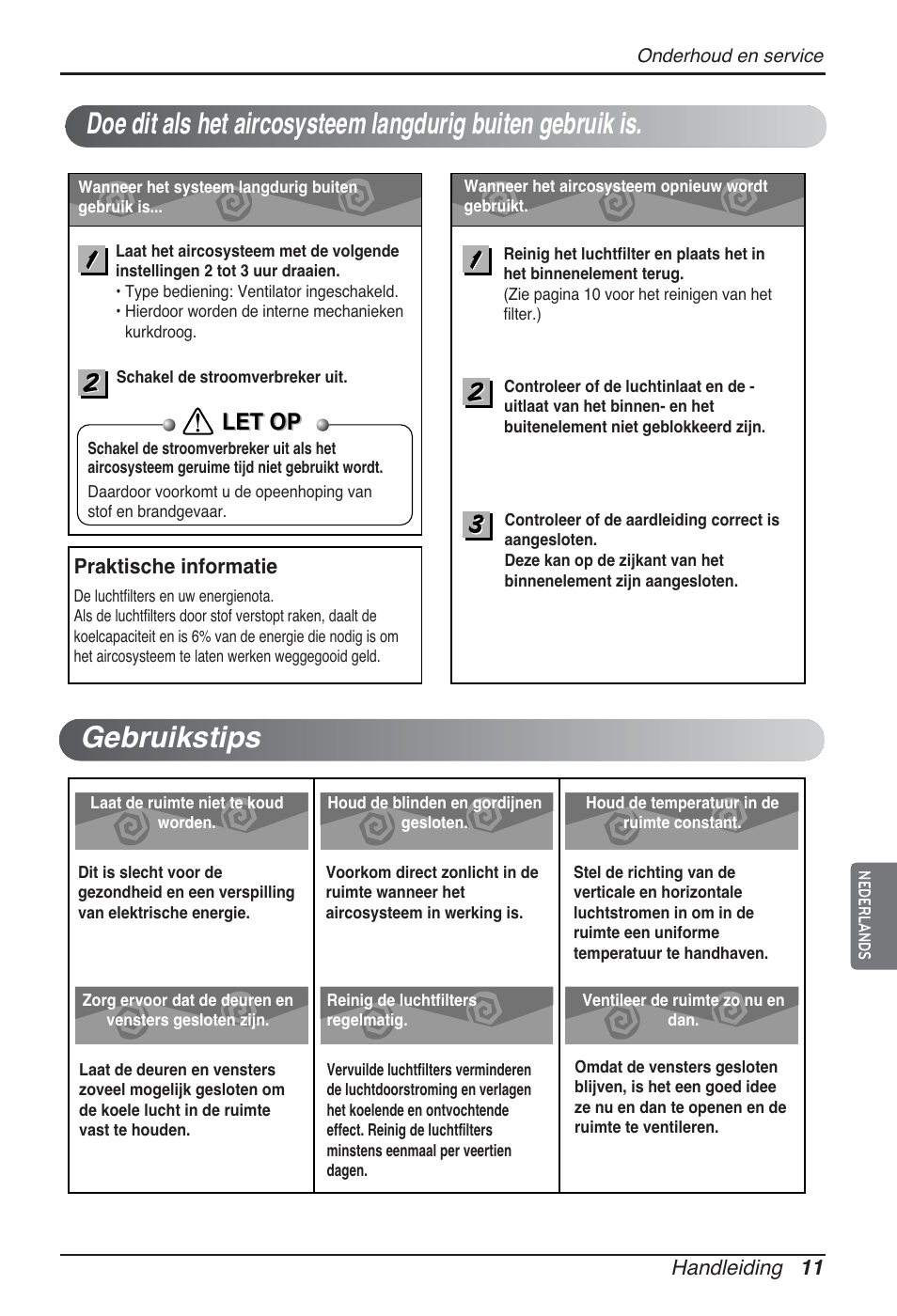 Let op | LG ARNU48GTMC2 User Manual | Page 95 / 229