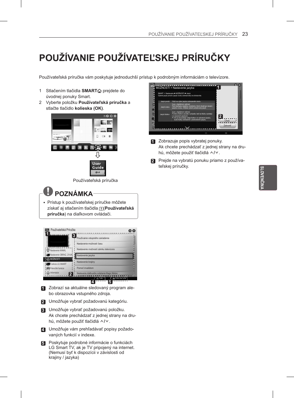 Používanie používateľskej príručky, Poznámka | LG 50PH660S User Manual | Page 134 / 475