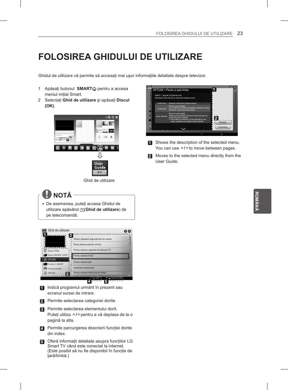 Folosirea ghidului de utilizare, Notă | LG 50PH660S User Manual | Page 160 / 475