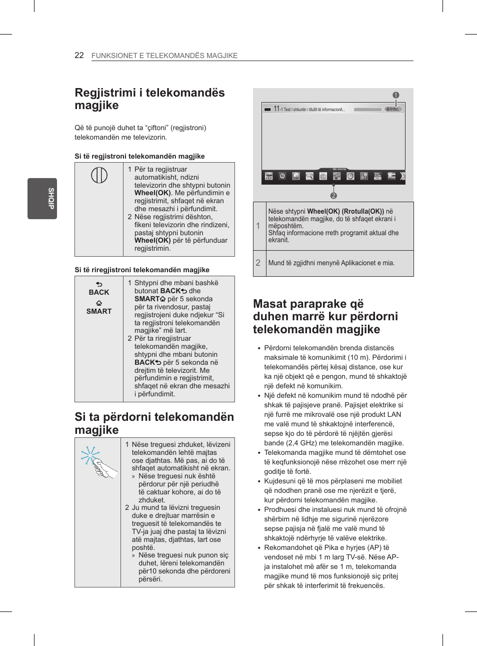 Regjistrimi i telekomandës magjike, Si ta përdorni telekomandën magjike | LG 50PH660S User Manual | Page 341 / 475