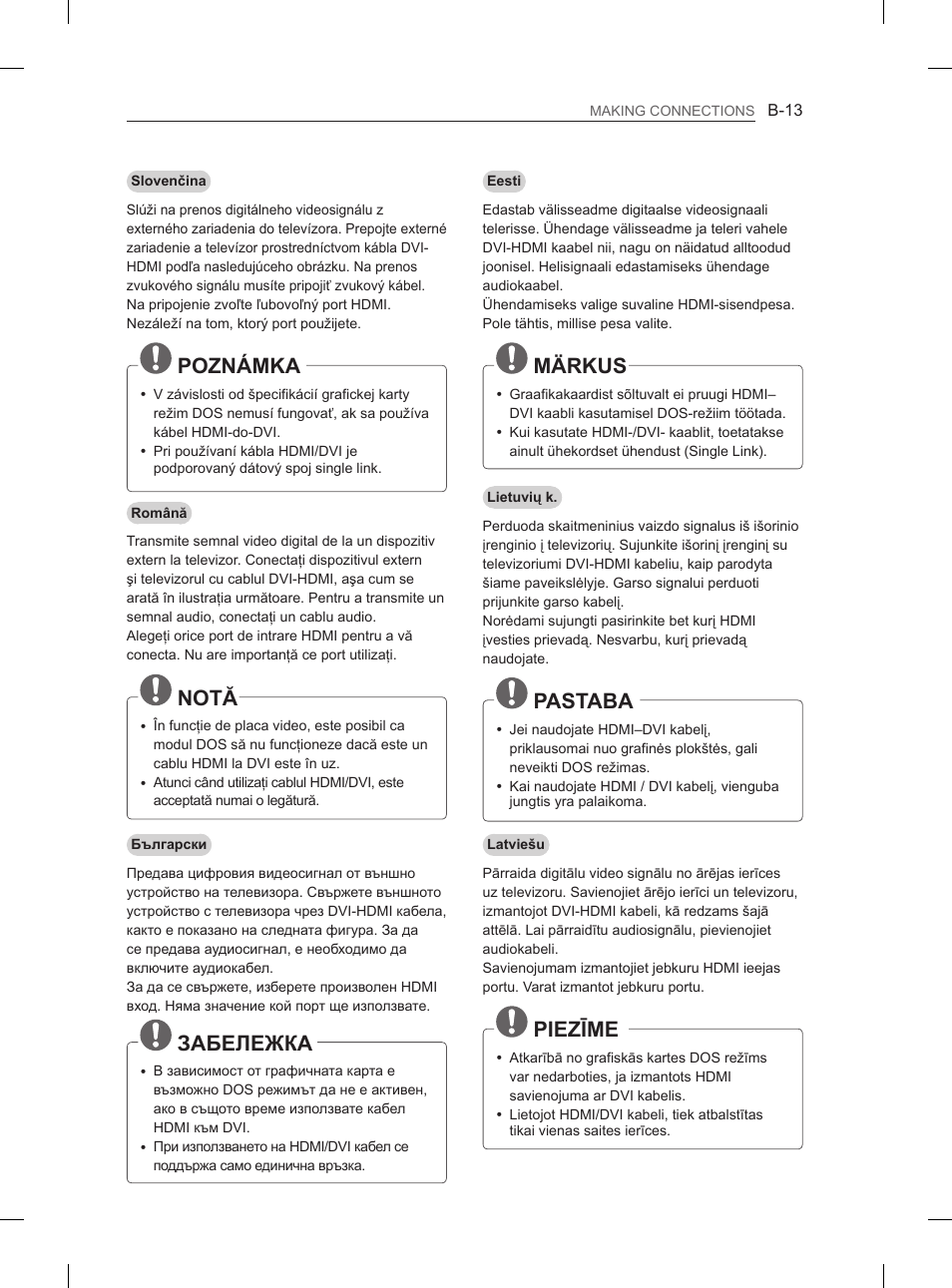 Poznámka, Notă, Забележка | Märkus, Pastaba, Piezīme | LG 50PH660S User Manual | Page 436 / 475