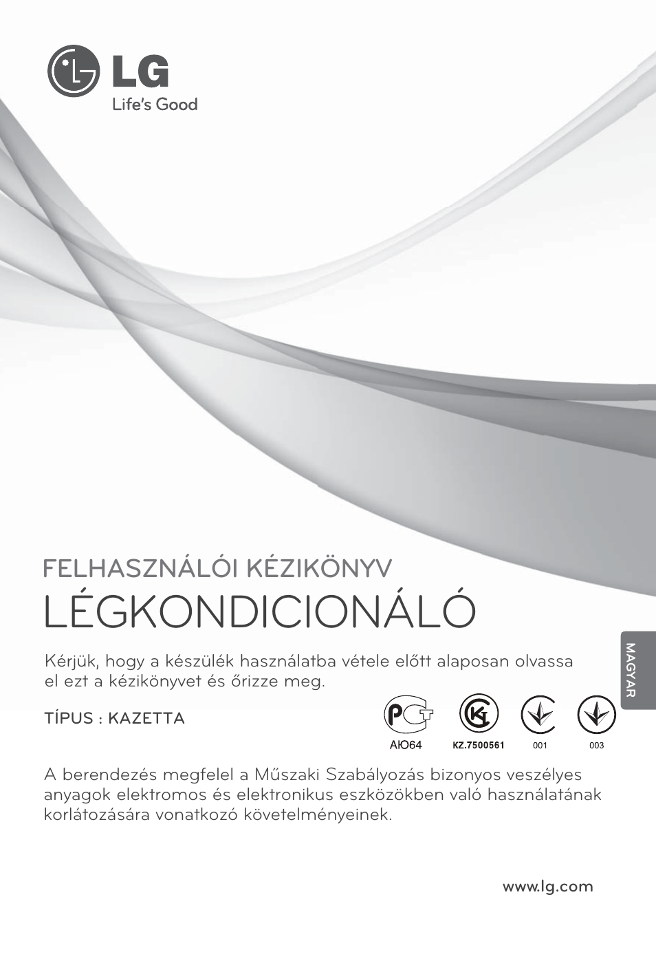 Magyar, Légkondicionáló, Felhasználói kézikönyv | LG MT12AH User Manual | Page 201 / 480